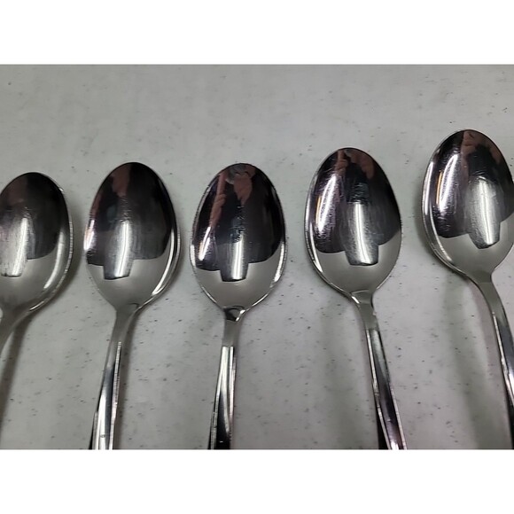 8 Pc Vintage MCM Oneida Community Atomic TWIN STAR Stainless Steel Tablespoons